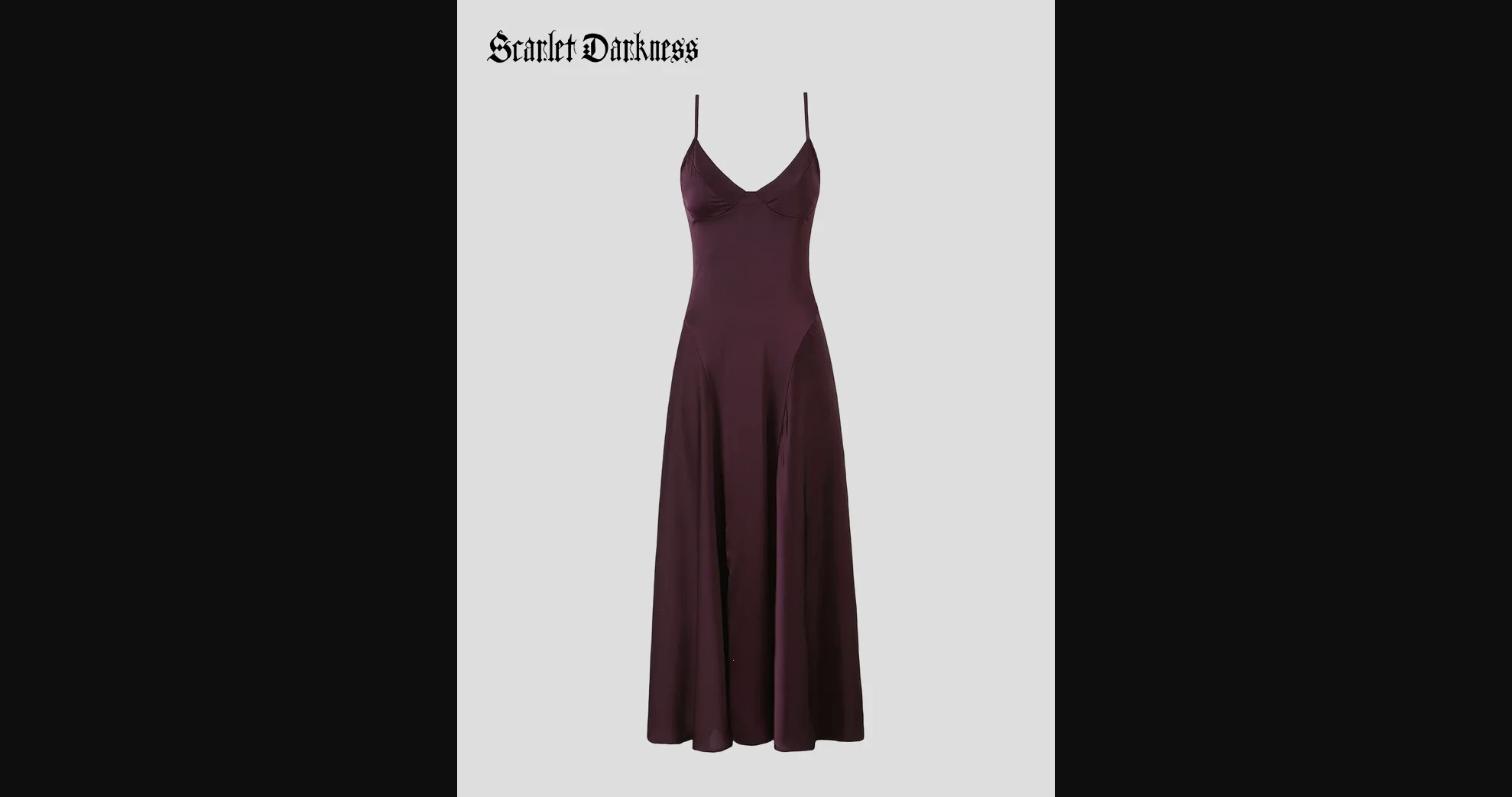 The Victorian Satin Gown shown in deep burgundy – the product flat on neutral background showing clean drape and V-neck detail.