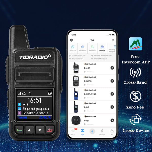 The companion app pairing screen, showing cross-device compatibility with TIDRADIO's other PoC models