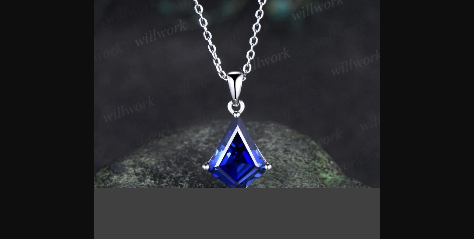 WillWork Jewelry Kite Cut Blue Sapphire Necklace Review: Minimalist Solitaire Pendant